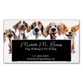 パピーおもしろいドッグウォーカーシッター白黒 マグネット名刺 (正面)