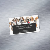 パピーおもしろいドッグウォーカーシッター白黒 マグネット名刺 (インサイチュ)