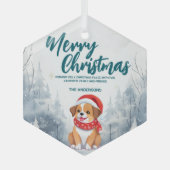 パピーおもしろいメリークリスマスツリー雪ホリデーパーティー ガラスオーナメント (正面)