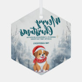 パピーおもしろいメリークリスマスツリー雪ホリデーパーティー ガラスオーナメント (裏面)