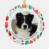 パピーの初めてのクリスマス2写真 セラミックオーナメント (正面)