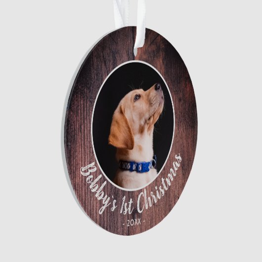 パピーの第1回クリスマスドッグペットフォトピンクの木 オーナメント (正面)