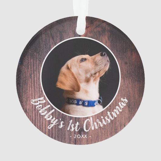 パピーの第1回クリスマスドッグペットフォトピンクの木 オーナメント (裏面)