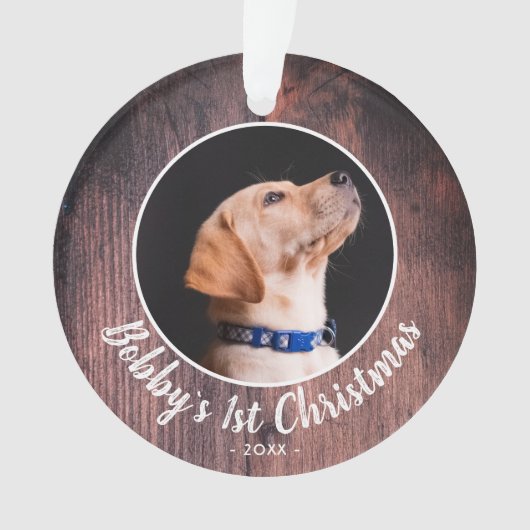 パピーの第1回クリスマスドッグペットフォトピンクの木 オーナメント (正面)