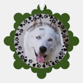 パピーの第1回クリスマスホワイト&グリーンペットポープリント オーナメントカード (裏面)