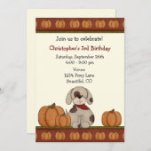 パピーアンドパンプキンズオータム誕生日招待状 招待状 (正面/裏面)