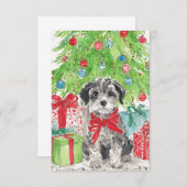 パピークリスマスウォーターカラーノートカード サンキューカード (正面/裏面)