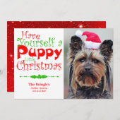 パピークリスマスホリデーペットフォトカード シーズンカード (正面/裏面)