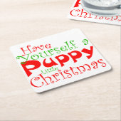 パピークリスマスホリデー紙コースター スクエアペーパーコースター (アングル)