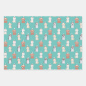 パピーサンタハットブルークリスマスホリデー ラッピングペーパーシート (正面)