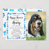 パピーシャワー – ブルーボーイペット – 犬の誕生日パピー 招待状 (正面/裏面)