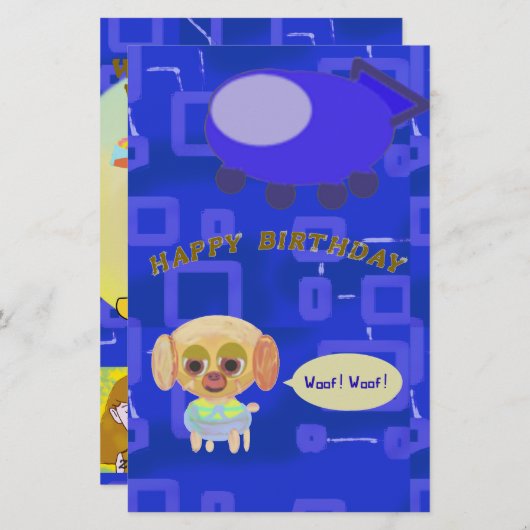 パピースイスペシフシェフダッキー（アヒルちゃん）カズーハッピーバースデー 便箋 (正面/裏面)