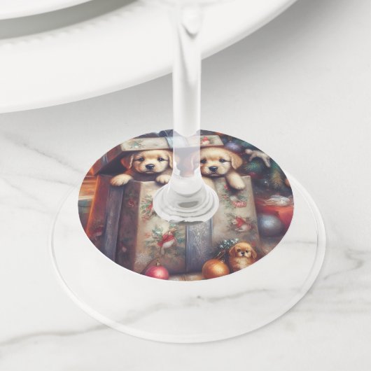 パピースクリスマスワイングラスチャーム&ラベル ワイングラスタグ (クローズアップ)