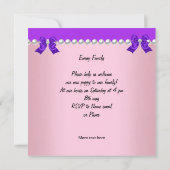 パピースシャワーかわいい犬パープルピンクヨークシャーテリア 招待状 (裏面)