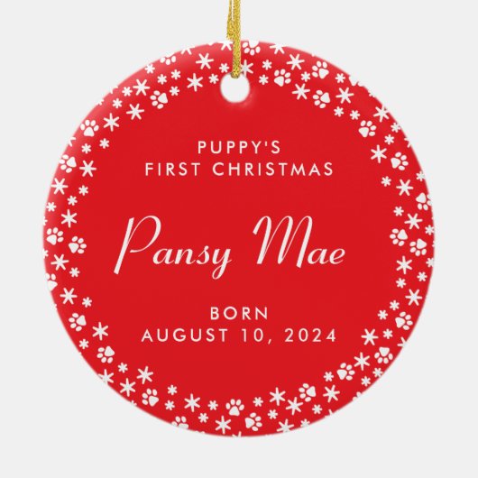 パピーズ初めてのクリスマスホリデイオーナメント セラミックオーナメント (裏面)