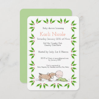 パピーテーマホリデーベビーシャワー招待状 招待状