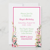 パピードインフラワーガールズバースデーパーティー 招待状 (裏面)