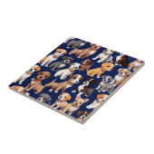 パピードグネイビーブルーパターンデザイン タイル (側面)