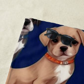 パピードグネイビーブルーパターンデザイン ビーチタオル (インサイチュ)