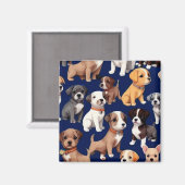 パピードグネイビーブルーパターンデザイン マグネット (正面/裏面)