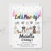 パピードッグガール誕生日ポーティ 招待状 (正面)