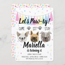 パピードッグガール誕生日ポーティ 招待状
