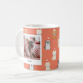 パピードッグサンタパターン2フォトホリデーレッドマグカップ コーヒーマグカップ (正面左)