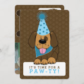 パピードッグフォトポーティ両面誕生日 招待状 (正面/裏面)