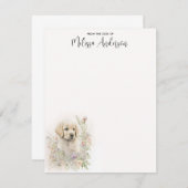 パピードッグモダンウォーターカラーゴールデンレトリバー ノートカード (正面/裏面)