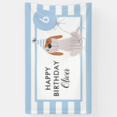 パピードッグ誕生日バナーブルーストライプズ 横断幕 (縦)