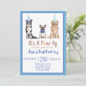 パピードッグ誕生日招待状ブルーアニマルパーティー 招待状 (スタンド正面)