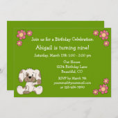 パピードッグ誕生日招待状for Girls 招待状 (正面/裏面)