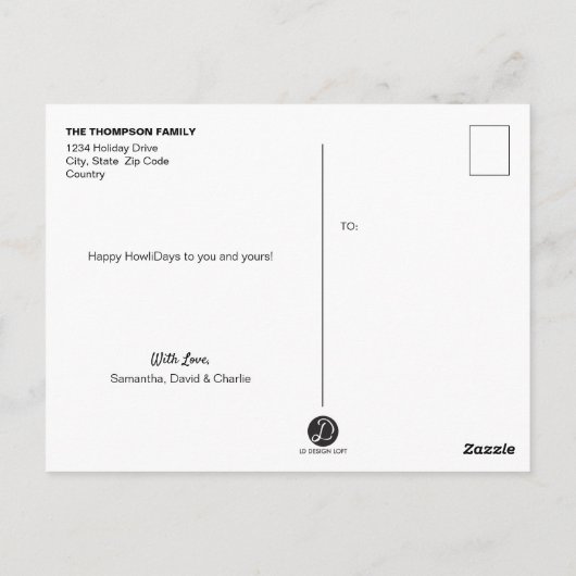 パピーパーソナライズされたクリスマス用挨拶はがき ポストカード (裏面)