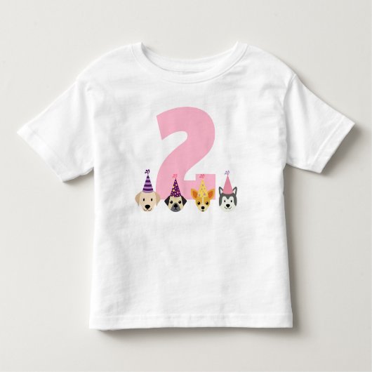 パピーパーティーガール誕生日シャツ – ピンク トドラーTシャツ (正面)