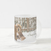 パピーホリデークリスマスマグ – ゴールデンレトリバー フロストグラスマグカップ (正面右)