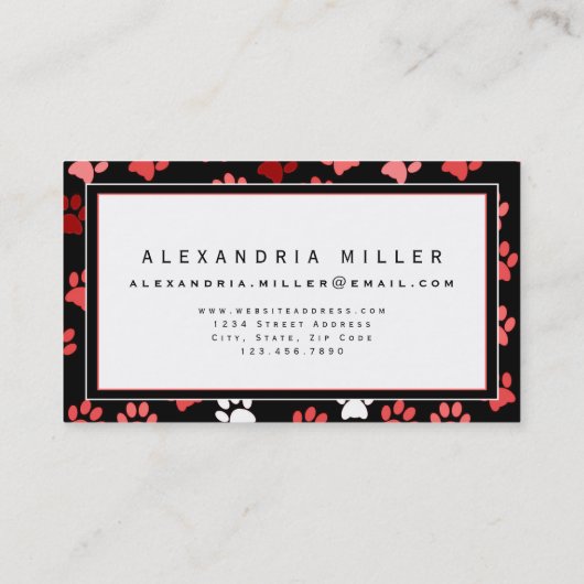 パピーポープリントデザイン |白黒とピンク 名刺 (裏面)