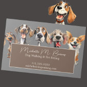 パピーモダンドッグウォーカーシッター動物グレー マグネット名刺