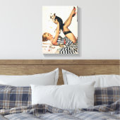 パピーラバーピンアップガール – レトロピンナップアート キャンバスプリント (インサイチュ (寝室))