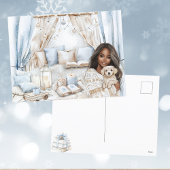 パピーラブコージー冬ガーリーの水色 シーズンポストカード