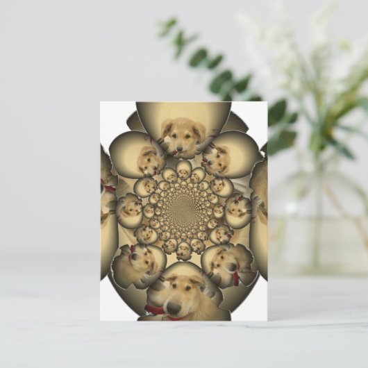 パピー万華鏡のように千変万化するパターンアートプリント ポストカード (スタンド正面)