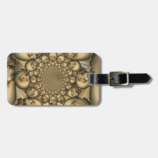 パピー万華鏡のように千変万化するパターンアートプリント ラゲッジタグ (正面横)