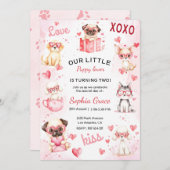 パピー恋人の誕生日パーティーの招待子供へ 招待状 (正面/裏面)