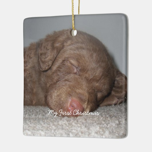 パピー私の初めてのクリスマス写真オーナメント セラミックオーナメント (左)