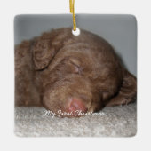 パピー私の初めてのクリスマス写真オーナメント セラミックオーナメント (正面)