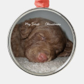 パピー私の初めてのクリスマス写真オーナメント メタルオーナメント (正面)