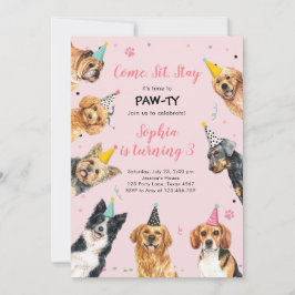 パピー誕生日招待状ドッグパーティーパウィティガール 招待状