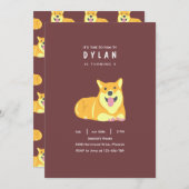 パピー誕生日招待状ドッグパーティーパウィティ 招待状 (正面/裏面)