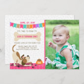 パピー誕生日招待状ポーティパピーパーティー 招待状 (正面/裏面)