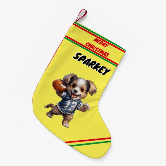 パピー遊のサッカーのクリスマスストッキング/名前 スモールクリスマスストッキング (正面 (吊り時))