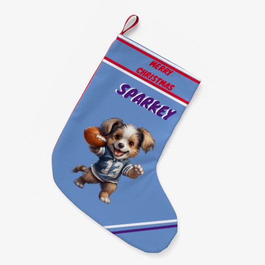 パピー遊のサッカーのクリスマスストッキング/名前 スモールクリスマスストッキング (正面 (吊り時))
